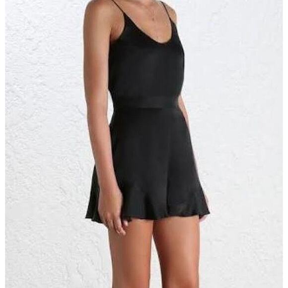 Zimmermann High Waisted Ruffle Float Black Mini Shorts Satin Silk Small 4 - Picture 1 of 7